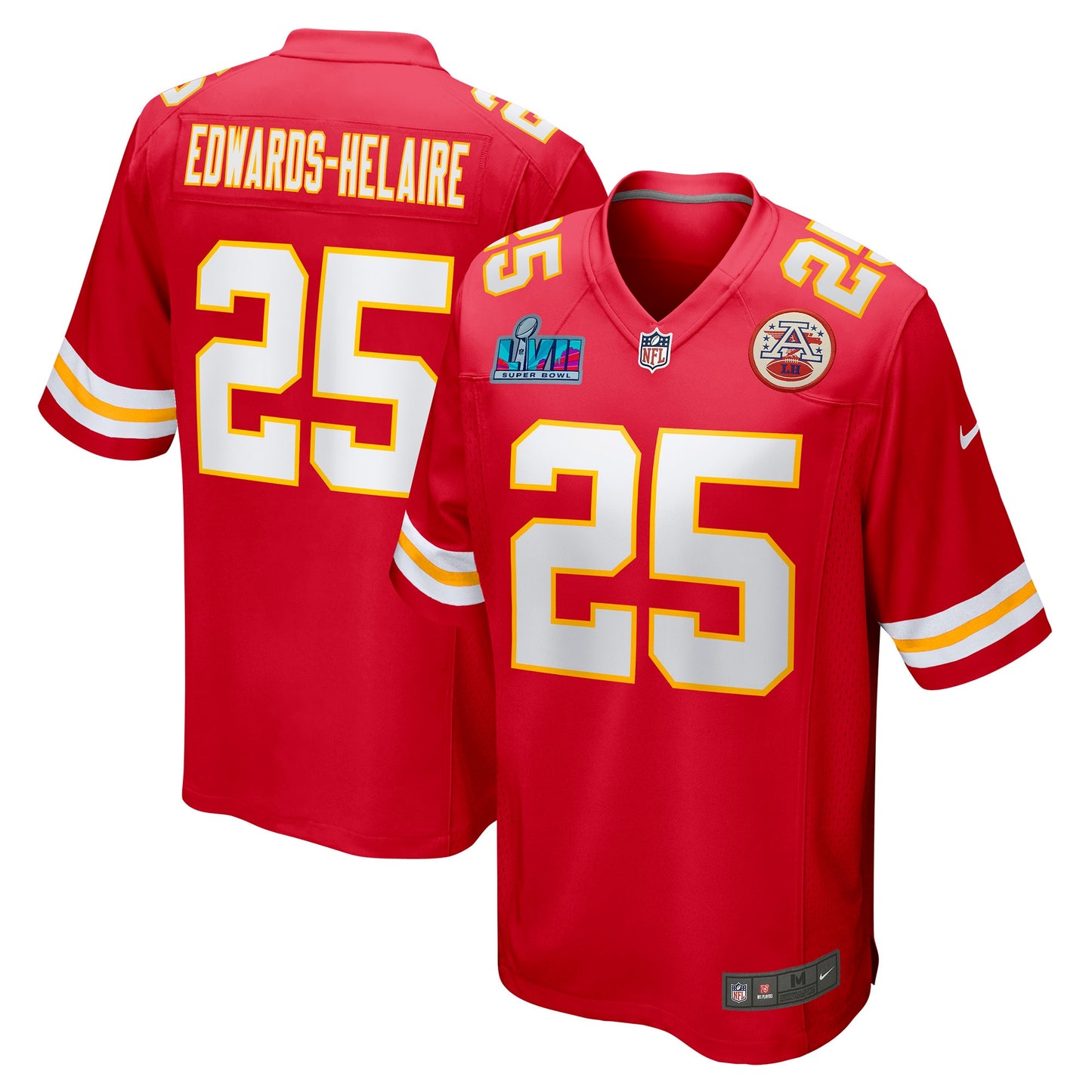 Clyde Edwards-Helaire Kansas City Chiefs Nike Super Bowl LVII Patch Game Jersey - Red