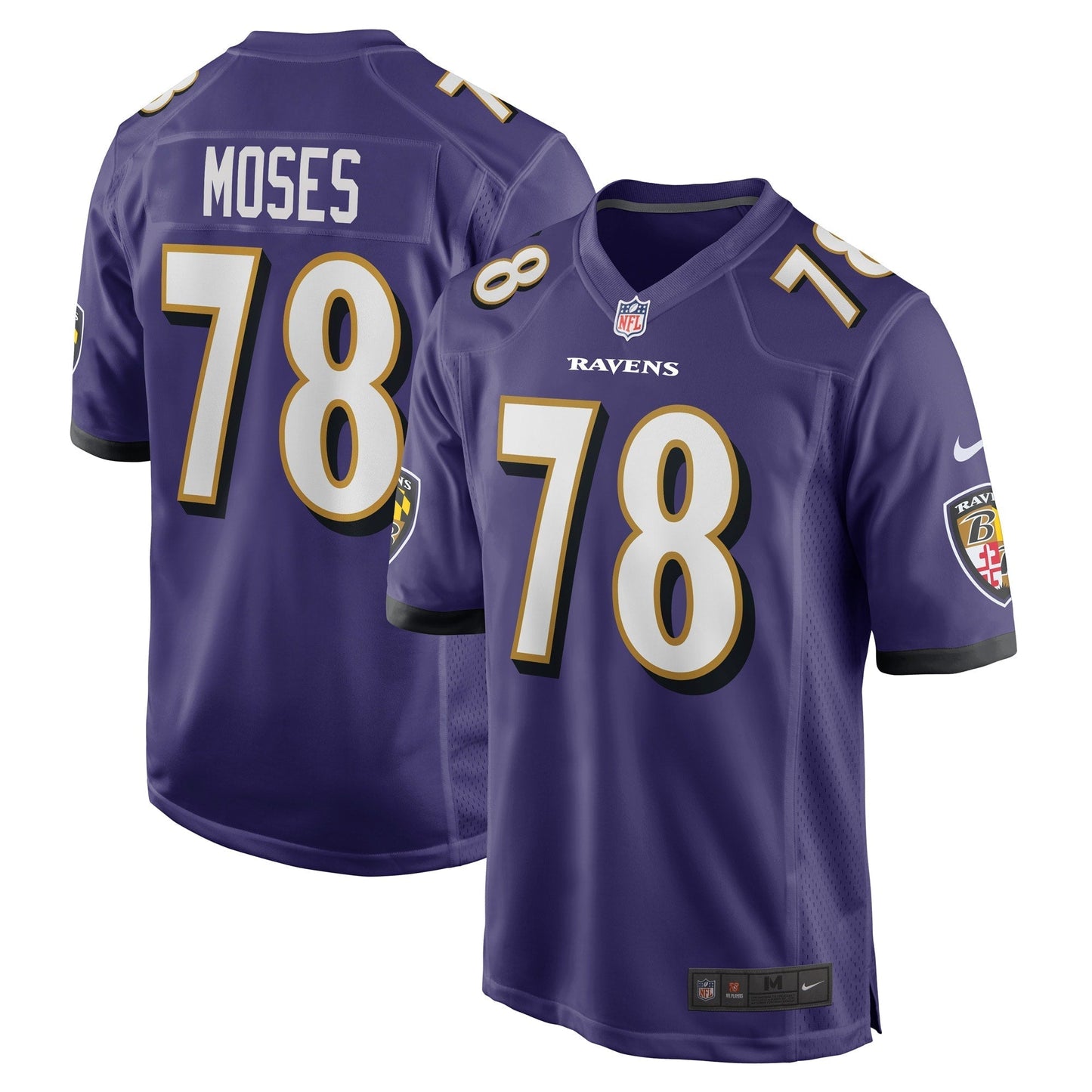 Men's Nike Morgan Moses Purple Baltimore Ravens Game Player Jersey